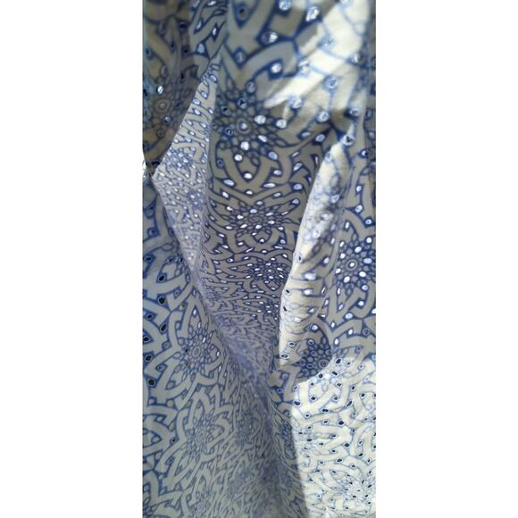 Tory Burch Blue Printed Gretchen Cotton Tunic Women's Size 10 - Picture 7 of 9